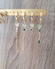 Gold hoop earring mix with emerald crystals and Peridot butterflies
