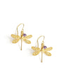 18K gold plated dragonfly earrings with Tanzanite crystals