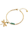 Gold dragonfly and emerald crystal bracelet