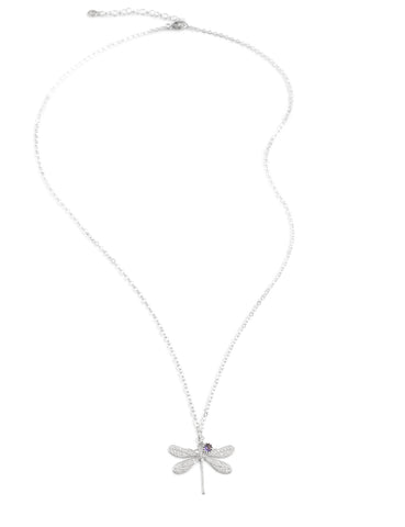 Silver dragonfly and Swarovski crystal necklace