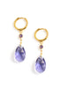 Gold hoop and tanzanite Swarovski crystal earrings