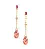 18K gold plated pink stud earrings with Rose Peach Austrian crystal drops