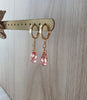 Gold hoop earrings with Rose Peach Austrian crystal drops