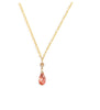 Short 18K gold plated necklace with Rose Peach Swarovski crystal drop