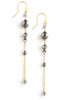 Long earrings with grey Swarovski pearls and black diamond crystals