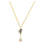 18K gold plated necklace with a dark grey Swarovski pearl and crystal drop