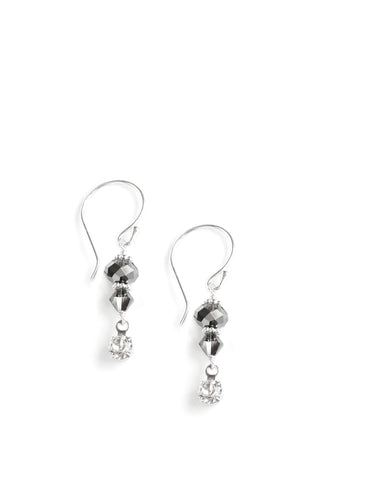 Silver earrings with Black Diamond Austrian crystals