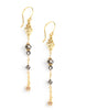 Gold dangle earrings with Black Diamond Austrian crystals