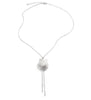 Medium-length rhodium plated seashell Y-necklace