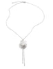 Medium-length rhodium plated seashell Y-necklace
