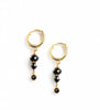 18K gold plated huggie earrings with black Swarovski crystals
