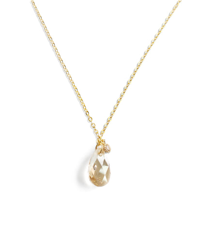 Medium length 18K gold plated necklace with Golden Shadow Swarovski crystal drop
