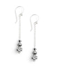 Rhodium plated dangle earrings with Black Silver Night Swarovski crystals