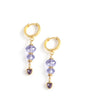 18K goldplated hoop earrings with Tanzanite heart and Swarovski crystals