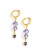 18K goldplated hoop earrings with Tanzanite heart and Swarovski crystals