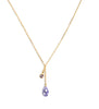 18K gold plated necklace with heart charm and Tanzanite Swarovski crystal drop