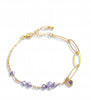18K goldplated bracelet with Tanzanite heart and crystals