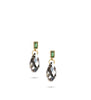 18K gold plated emerald stud earrings with Black Silver Night drops
