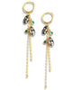 Long-length gold plated hoop earrings with Black Silver Night drops