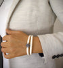 Cream double wrap leather bracelet with Swarovski crystals