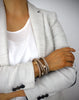 Beige triple wrap leather bracelet with dragonfly and Swarovski crystals 