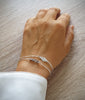 Silver double chain bracelet with black diamond Swarovski crystals