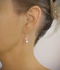 Silver earrings with rose freshwater pearls and pink Swarovski crystal butterflies