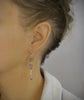 Woman wearing 18K gold plated earrings with Tanzanite  Swarovski crystals and balls