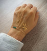 Gold dragonfly bracelet with Emerald crystals