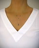 18K Gold Plated Y Necklace with Black Silver Night Swarovski Crystals