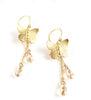 18K gold plated butterfly earrings with Golden Shadow Swarovski crystal drops.