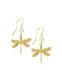18K gold plated dragonfly and diamond-cut crystal earrings.