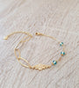 18K gold plated flowerlink bracelet with Indicolite Swarovski crystals