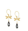 18K gold plated dragonfly earrings with "Black Silver Night" Swarovski drops.