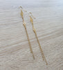 Long-length 18K gold plated double flowerlink earrings.