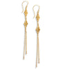 Long-length 18K gold plated double flowerlink earrings.