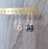 Rhodium plated earrings with Golden Shadow and Black Swarovski crystal drop crystals and charms