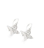 Rhodium plated butterfly earrings with Swarovski crystal charms