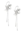 Rhodium plated butterfly dangle earrings with Swarovski crystal charms