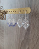 Rhodium plated heart filigree earrings with Tanzanite and blue Shade Swarovski crystals