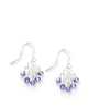Rhodium plated heart filigree earrings with Tanzanite Swarovski crystals