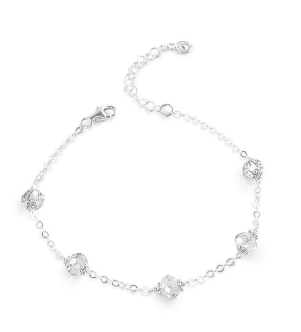 Silver bracelet handmade and decorated with sparkling Silver Shade Swarovski crystals.