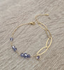 18K goldplated bracelet featuring Tanzanite heart and sparkling crystals