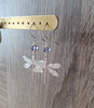 Rhodium plated dragonfly earrings handmade with Tanzanite Swarovki crystals