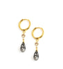 18K gold plated hoop earrings with "Black Silver Night" Swarovski crystal drops.