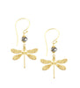 18K gold plated dragonfly earrings decorated with "Black Silver Night" Swarovski crystals.