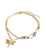 18K gold plated dragonfly double-chain bracelet with Black Silver Night Swarovski crystals.