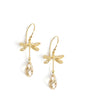 18K gold plated dragonfly earrings with "Golden Shadow" Swarovski crystal drops.
