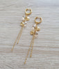 18K gold plated hoop earrings featuring Golden Shadow Swarovski crystal drops and seashells.