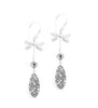 Rhodium plated dragonfly earrings adorned with grey Swarovski® crystal pavé drops.